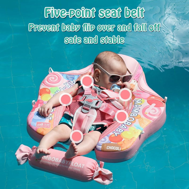 AnjeeIOT Mambobaby Float with Canopy Removable Baby Swimming Pool Float Non Inflatable Baby Safety Float Upgraded Tail Soft Skin-Friendly Material Swim Float for Toddler Infant 3-24 Months, Candy - Image 4